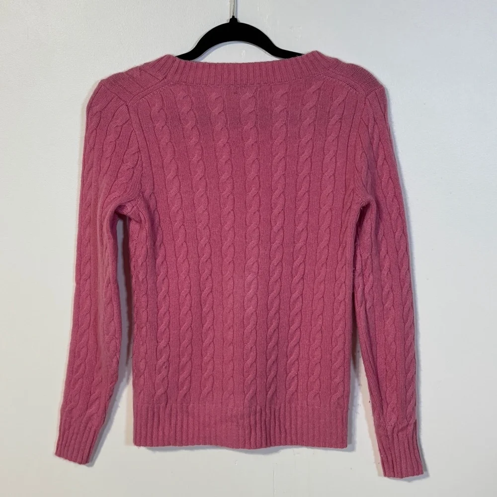J Crew Cashmere Sweater Women’s XS Pink Cable Knit Crewneck Long Sleeve